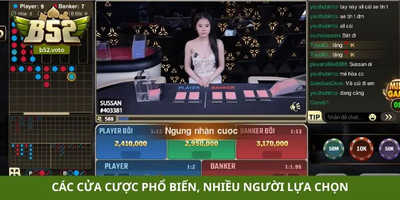 Baccarat online Các cửa cược phổ biến, nhiều người lựa chọn
